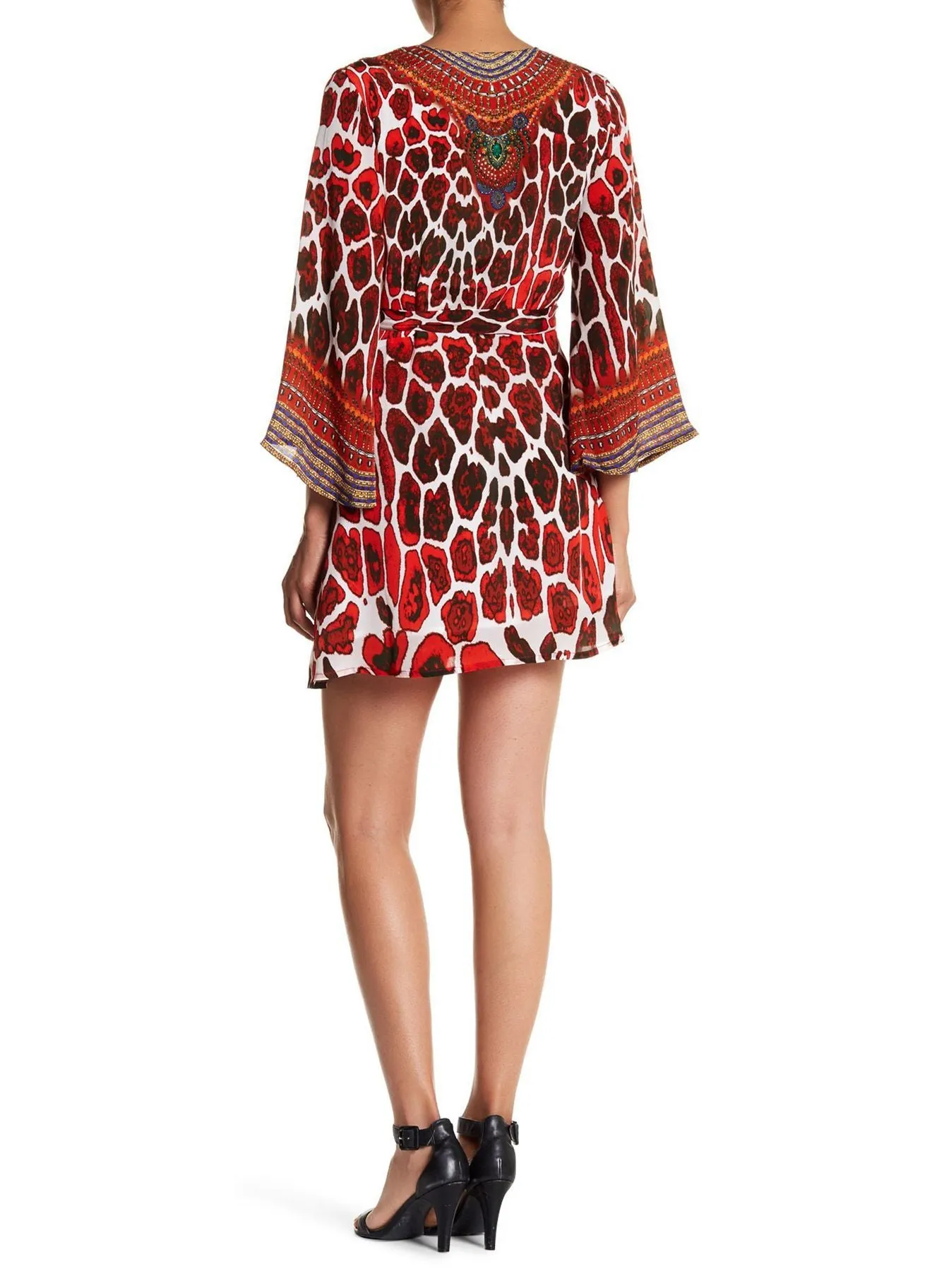 Printed Silk Short Wrap Dress