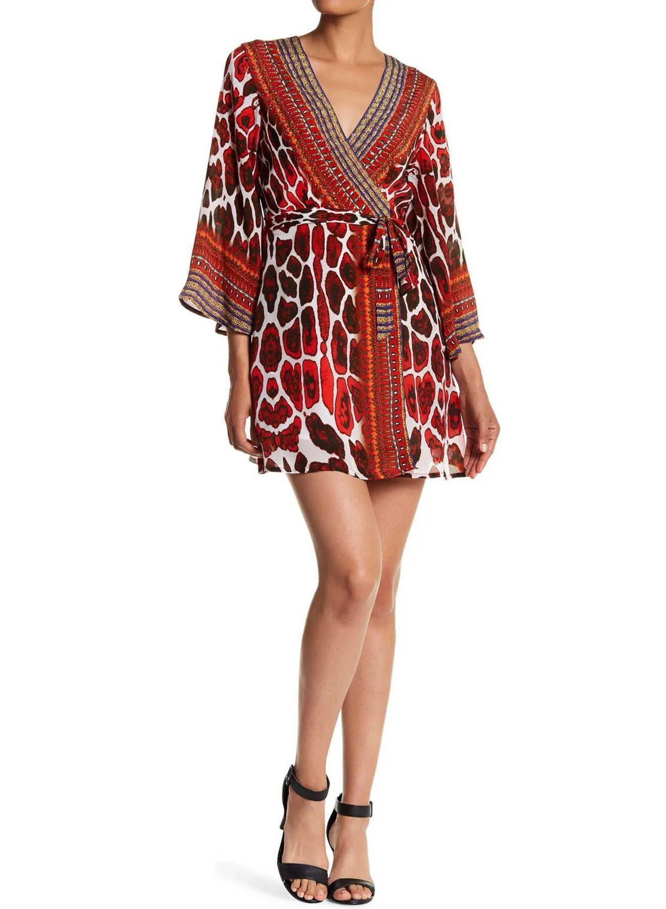 Printed Silk Short Wrap Dress