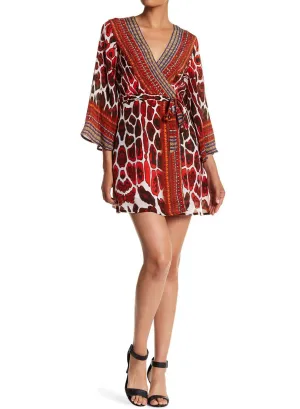 Printed Silk Short Wrap Dress
