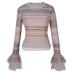 PRINTED SMOCKED TOP / PEACH