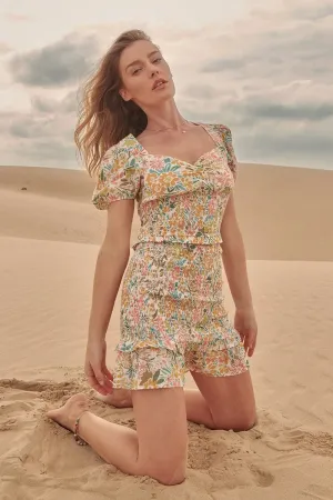 Promesa | Floral Sweetheart Smock Puff Sleeve Blouse