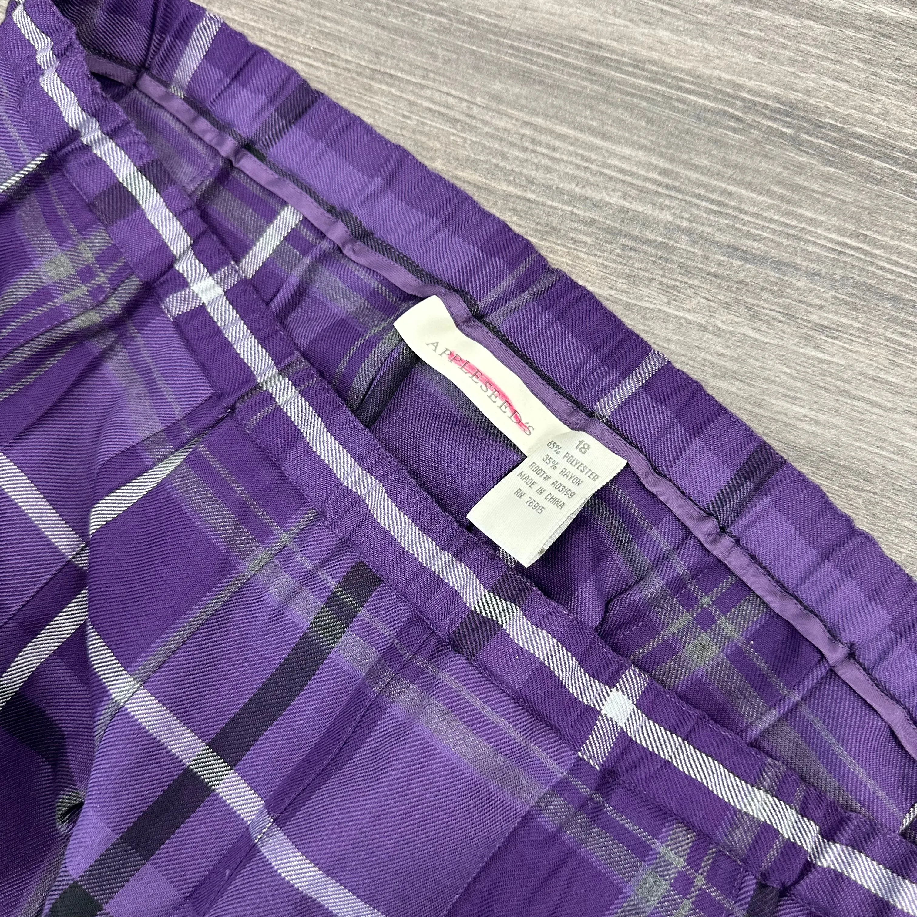 Purple Plaid Pleated Maxi Skirt (L/XL)