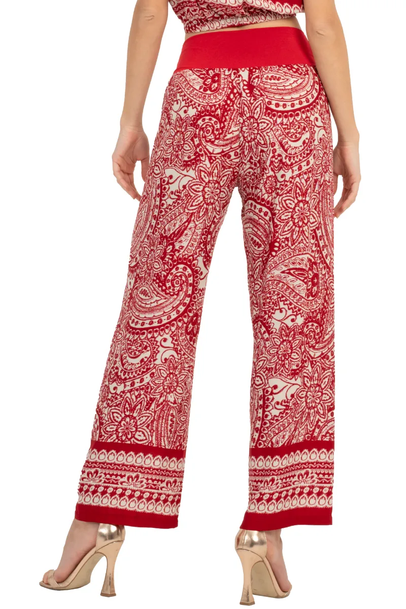 Red Mandala Paisley Print Tango Pants