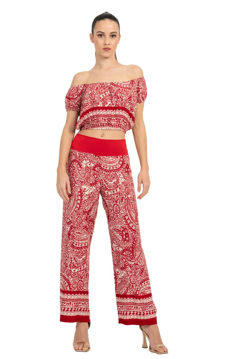Red Mandala Paisley Print Tango Pants