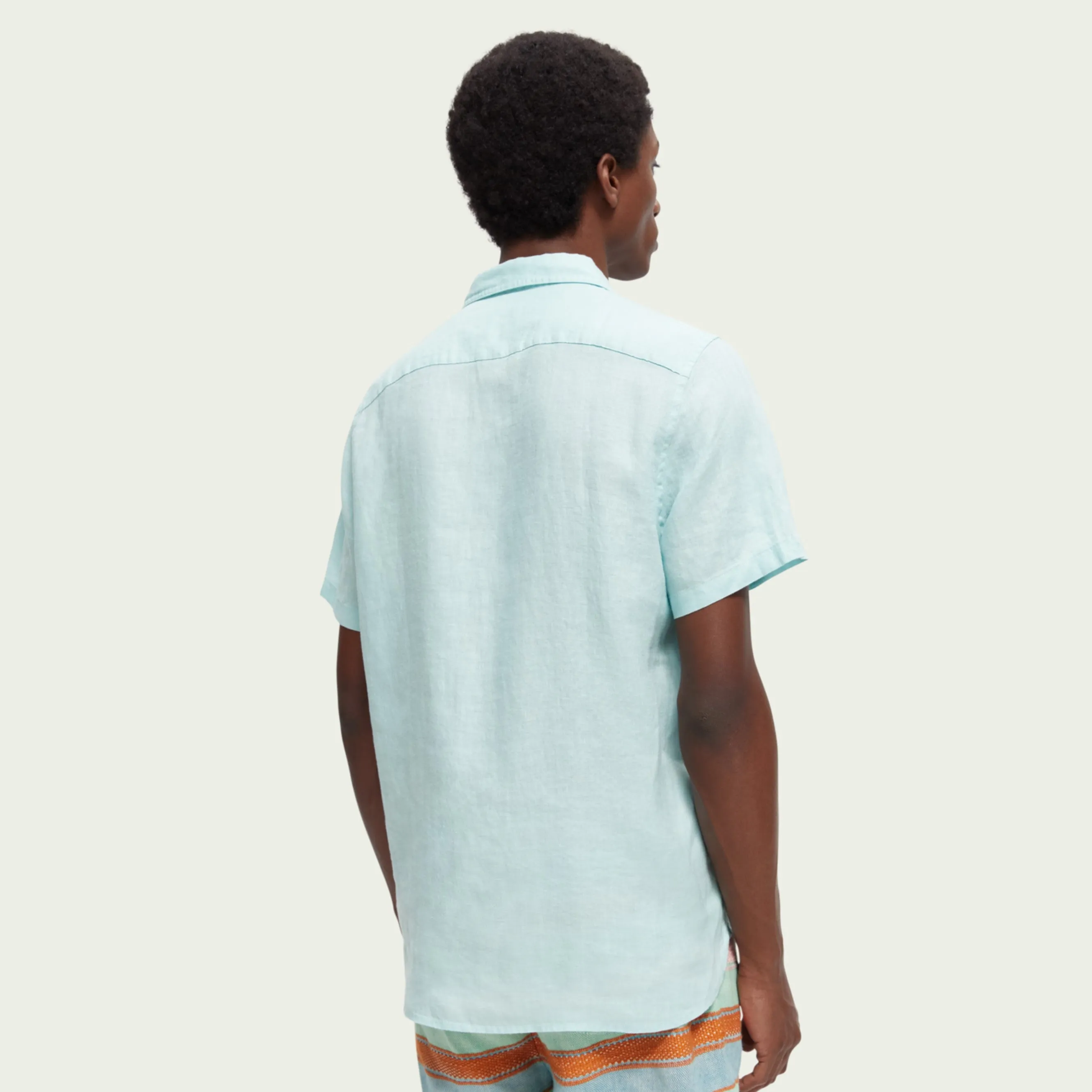 Regular Fit Linen Short Sleeve Shirt (Seafoam)