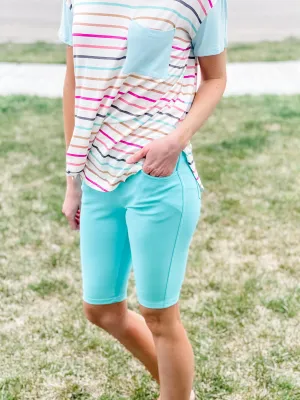 Rome Jegging Shorts - Turquoise