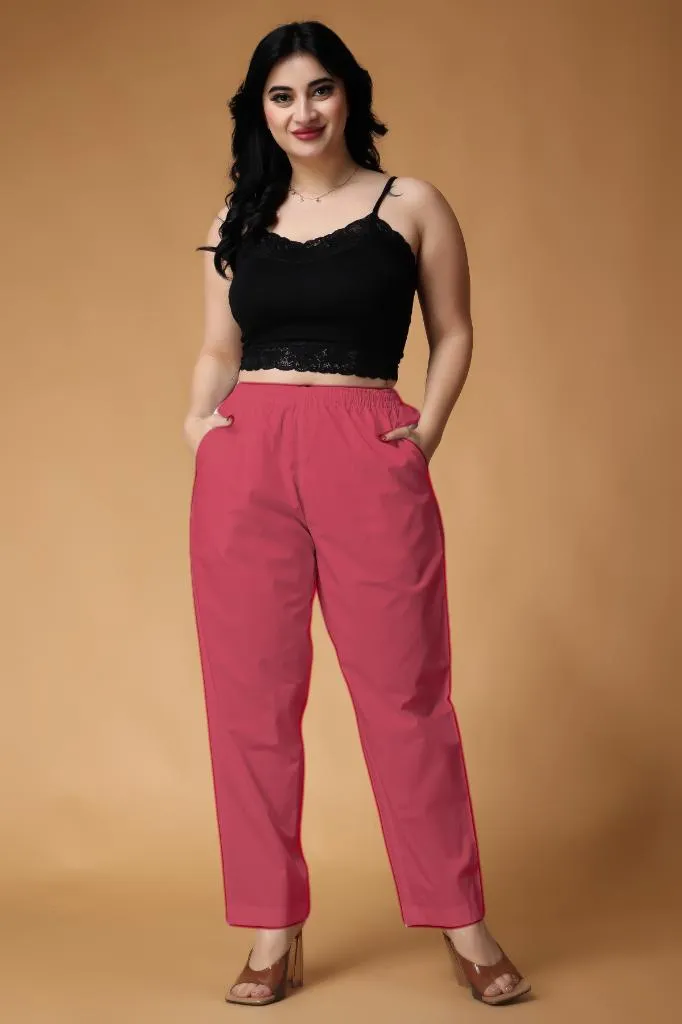 Rose Pink Cotton Kurti Pant