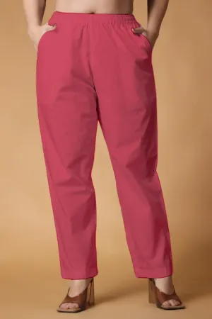 Rose Pink Cotton Kurti Pant