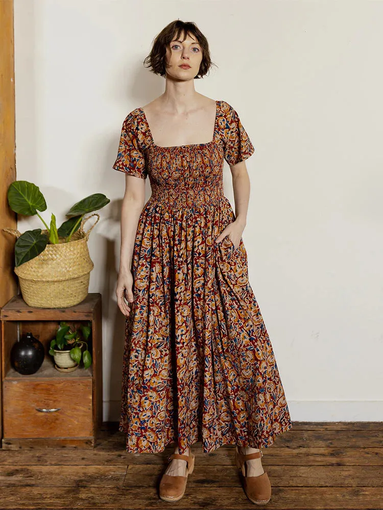 Ruby Floral Smocked Midi Teddy Dress by Mata Traders