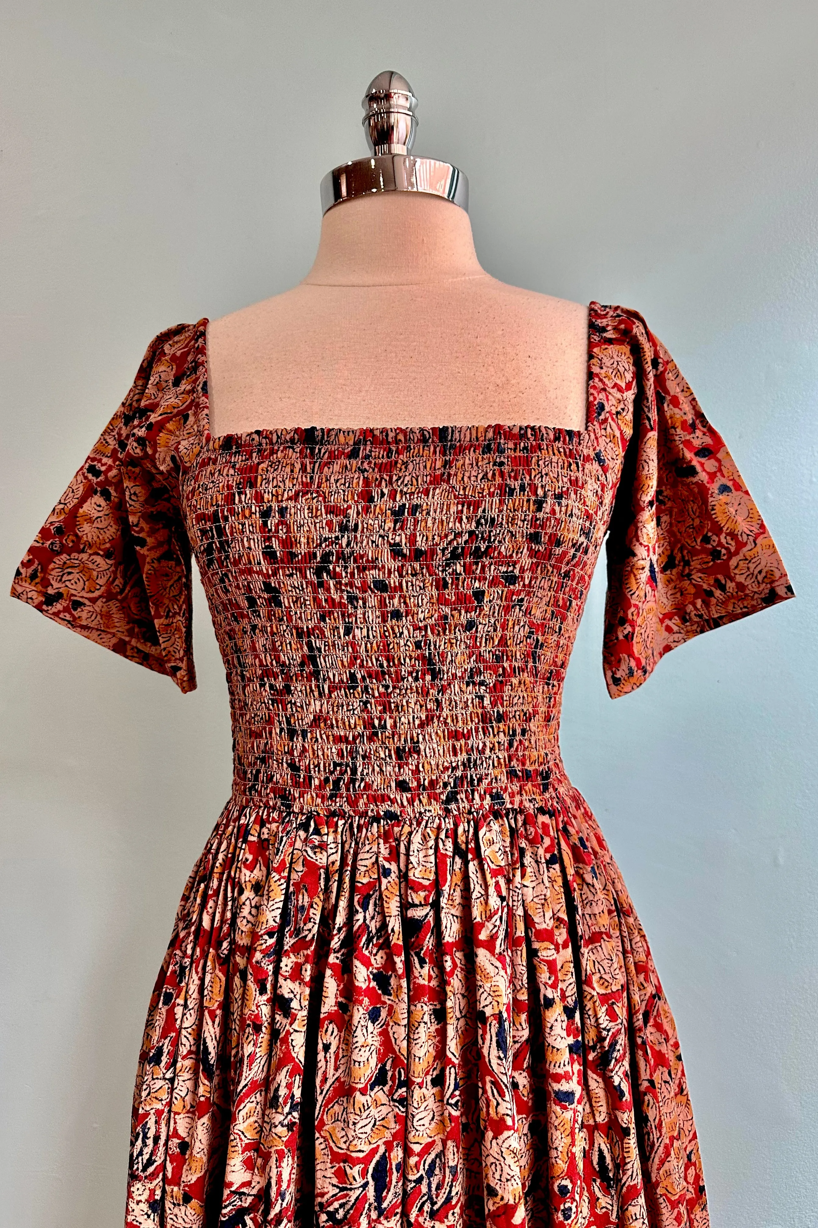 Ruby Floral Smocked Midi Teddy Dress by Mata Traders