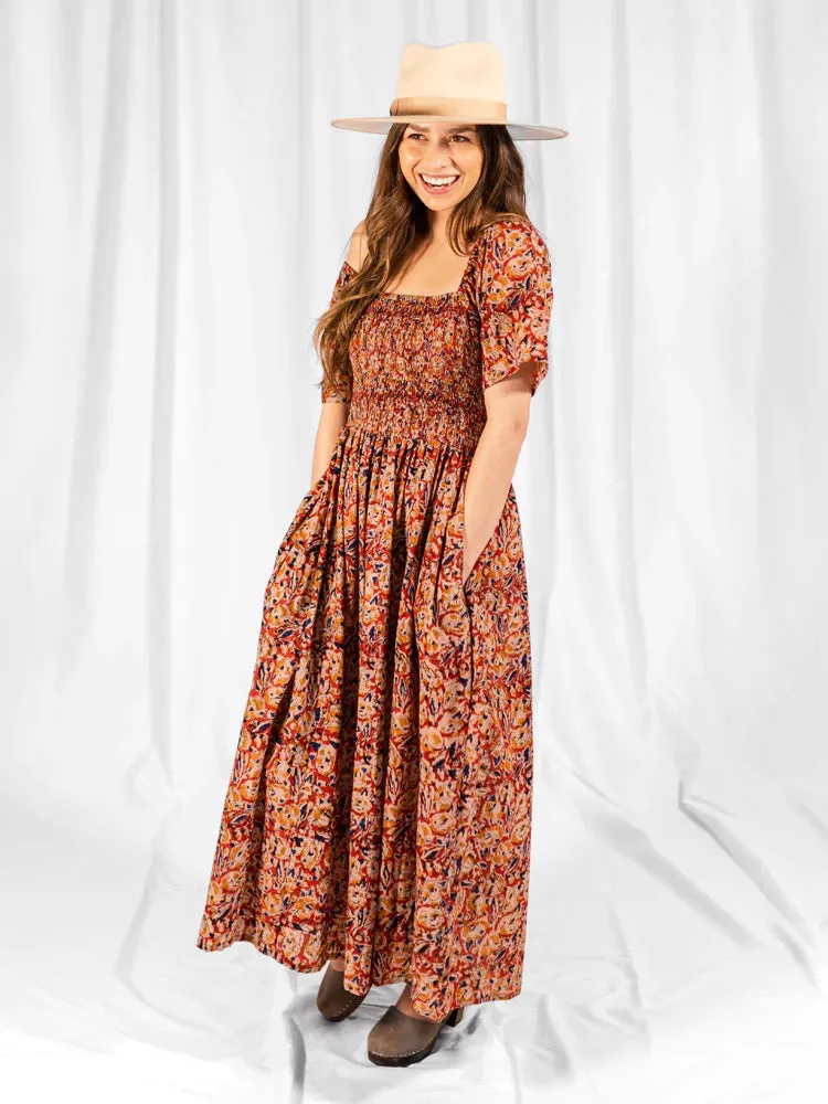 Ruby Floral Smocked Midi Teddy Dress by Mata Traders