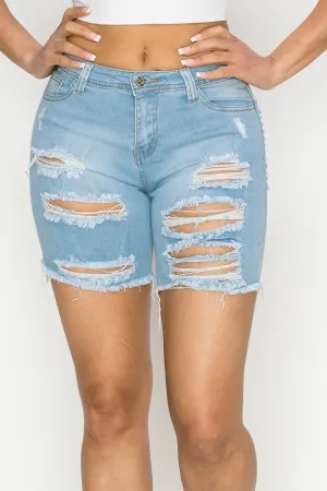 S-2112 SEXY CUT OPEN BUTTON DENIM SHORTS