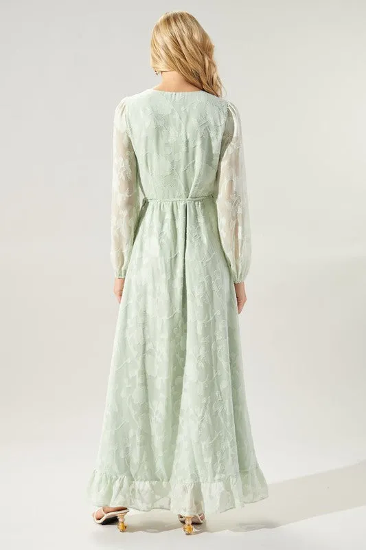 Sage Zola Floral Burnout Gemini Hi Low Wrap Dress