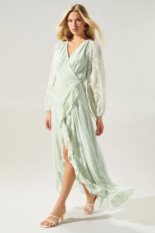 Sage Zola Floral Burnout Gemini Hi Low Wrap Dress