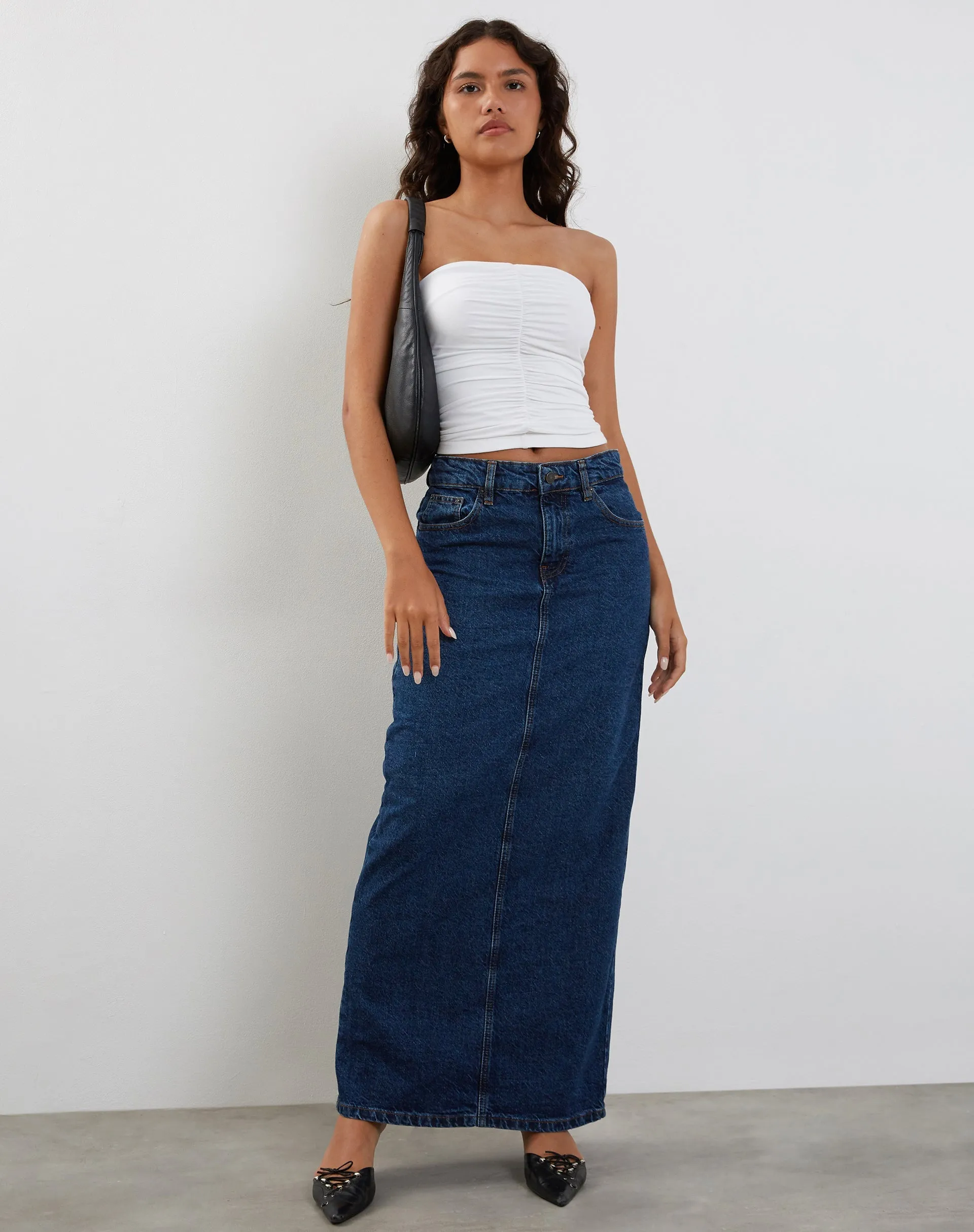 Sajna Ruched Bandeau Top in White