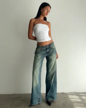 Sajna Ruched Bandeau Top in White