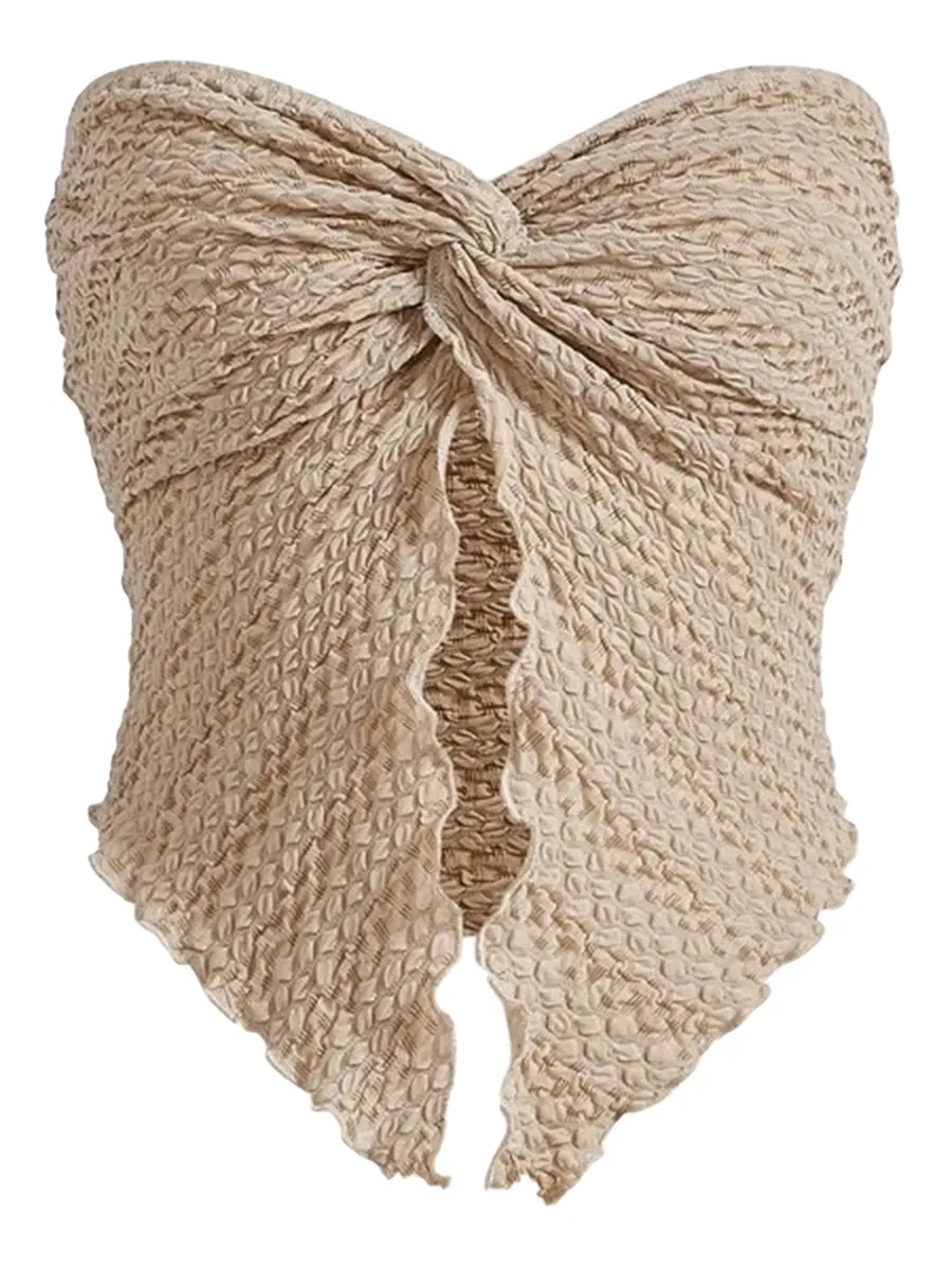 sealbeer A&A Y2k Ruched Bandeau Crop Top