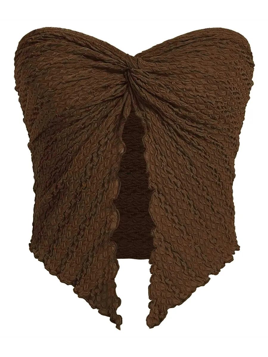 sealbeer A&A Y2k Ruched Bandeau Crop Top