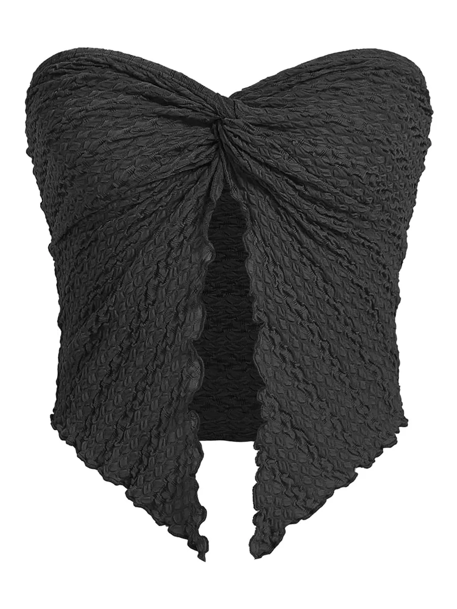 sealbeer A&A Y2k Ruched Bandeau Crop Top