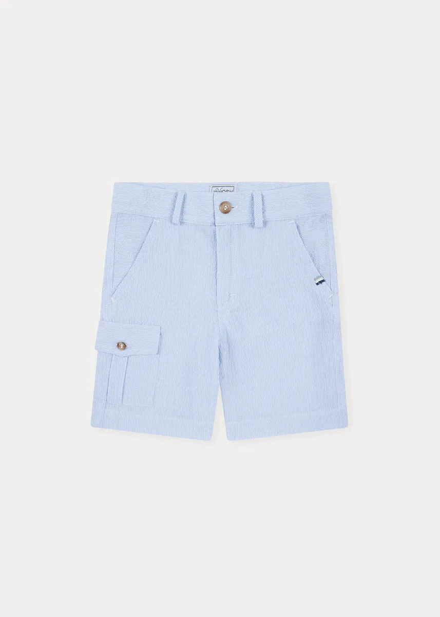 Seersucker Light Blue Cargo Shorts