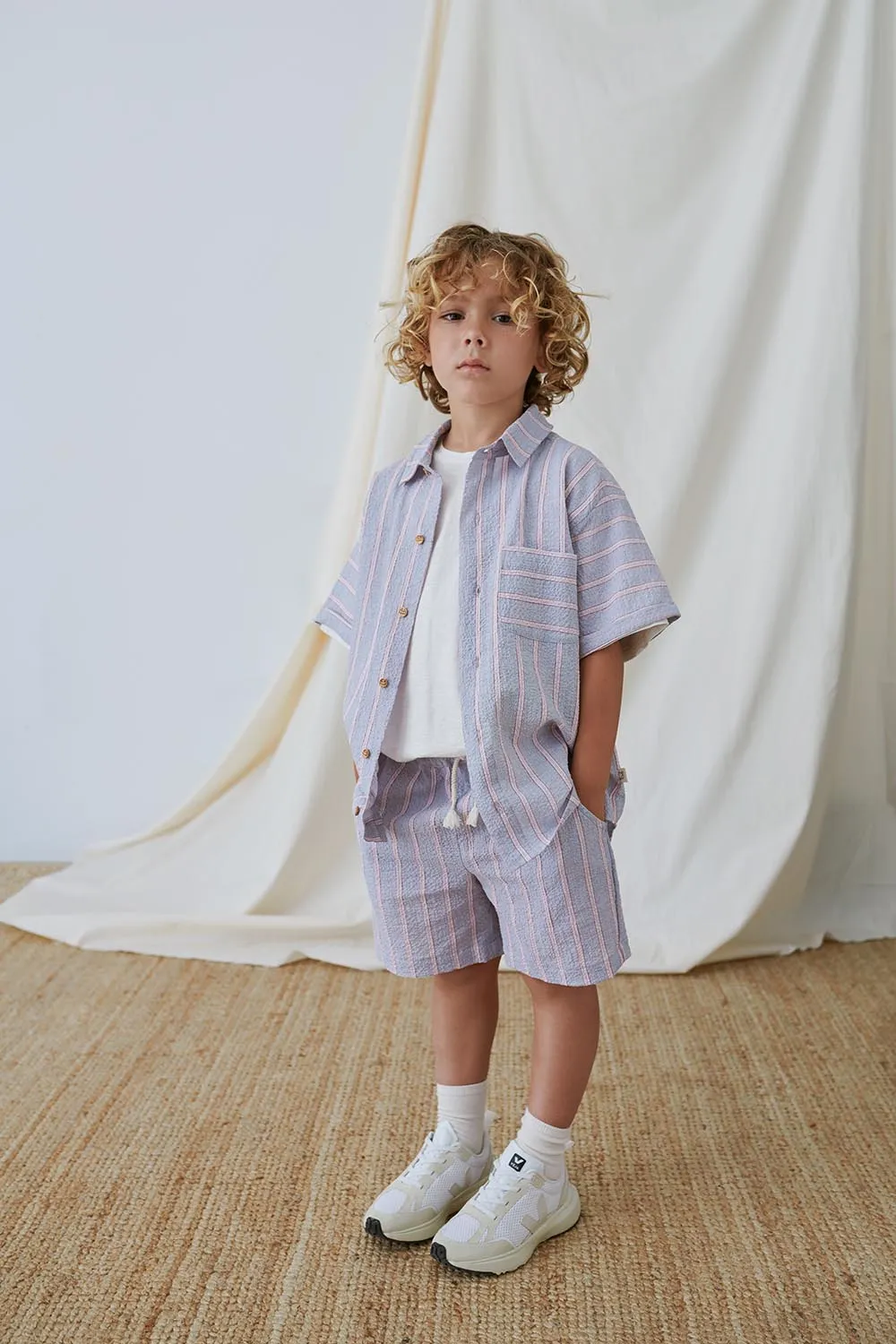 SEERSUCKER STRIPE BERMUDA SHORTS