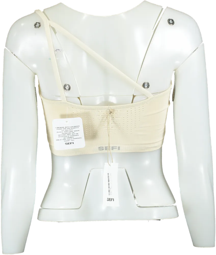 SEFI Whipped Cream Waffle Asymmetric Bandeau Bra UK S