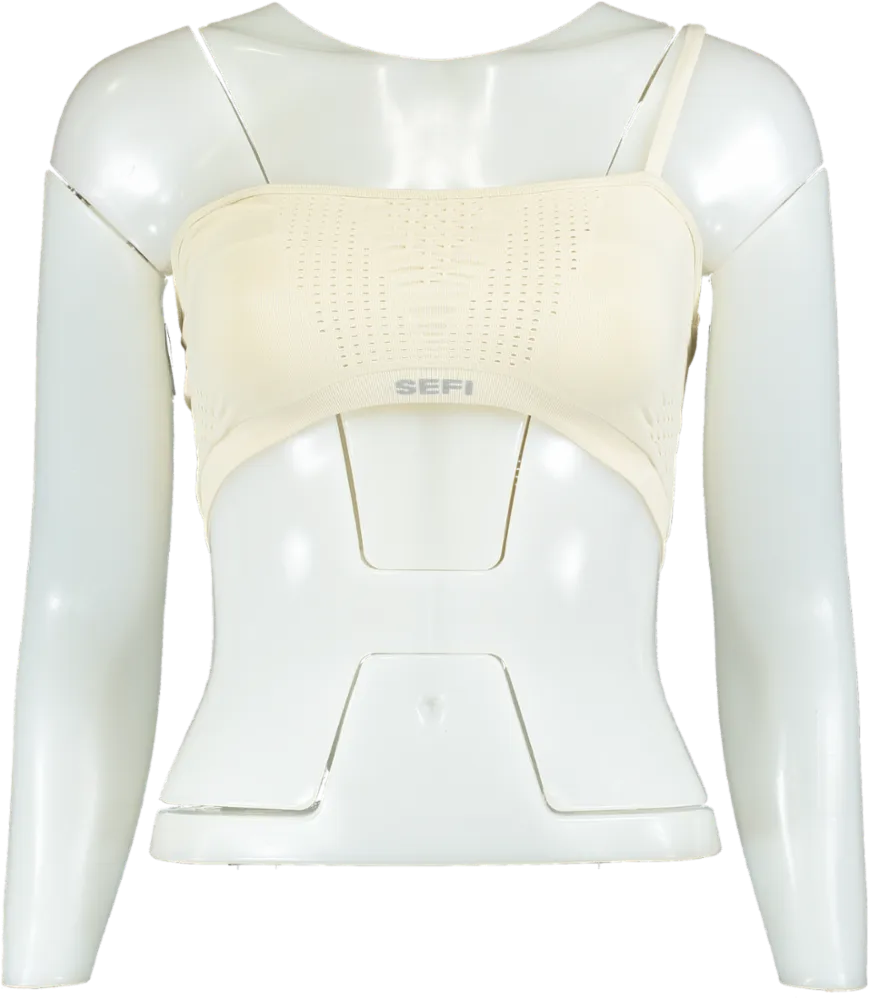 SEFI Whipped Cream Waffle Asymmetric Bandeau Bra UK S