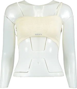 SEFI Whipped Cream Waffle Asymmetric Bandeau Bra UK S