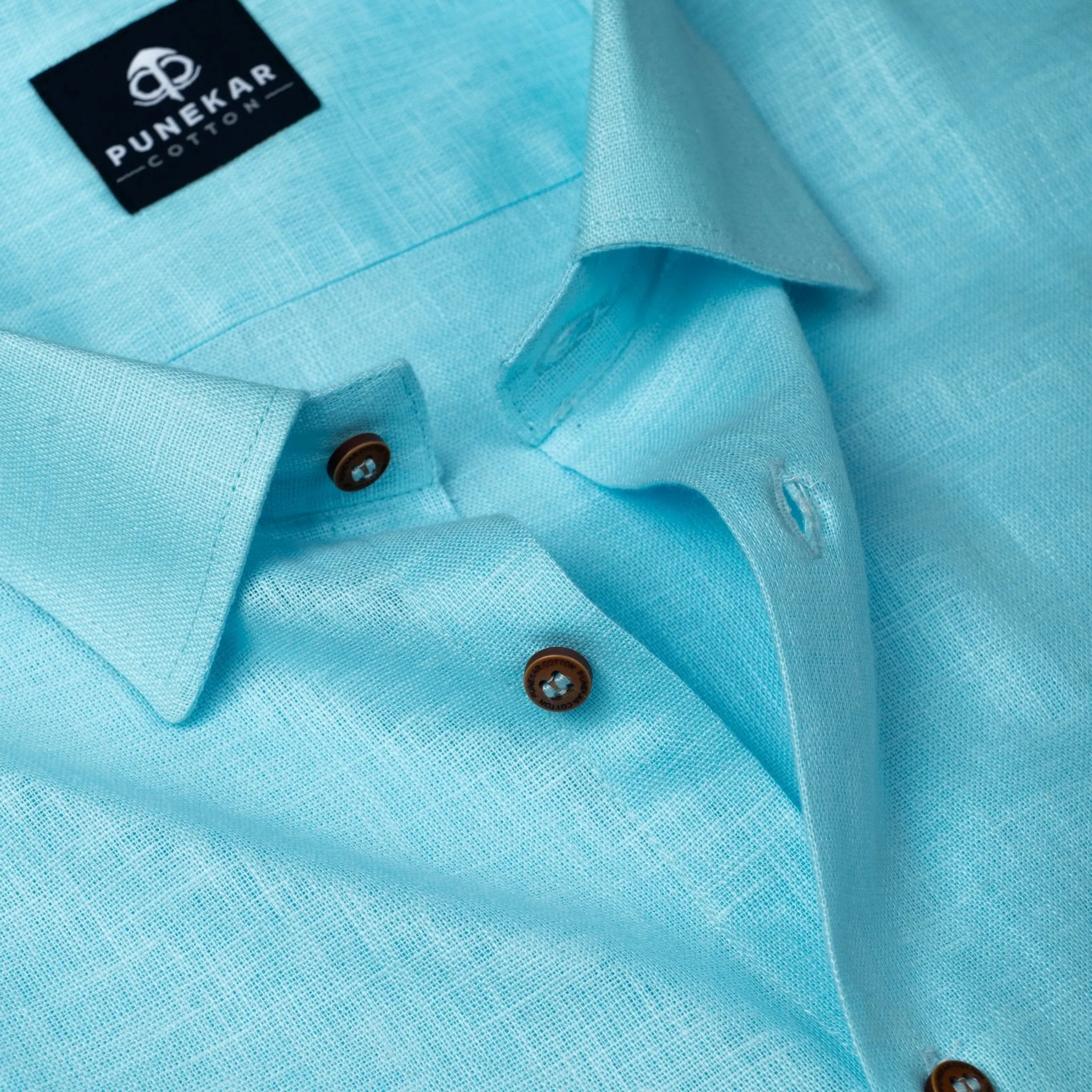 Sky Blue Color Linen Formal Shirts For Men