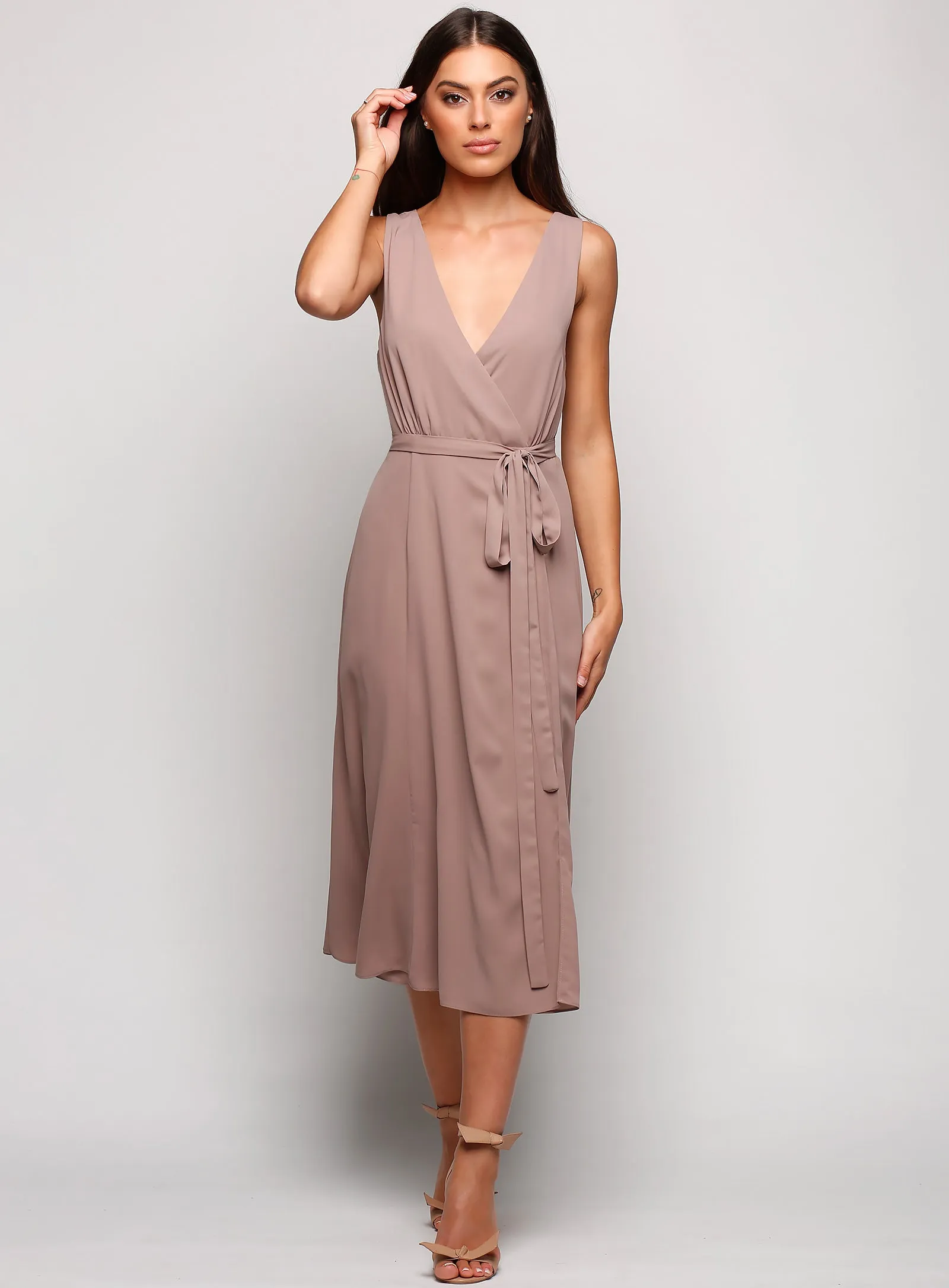 Sleeveless Wrap Midi