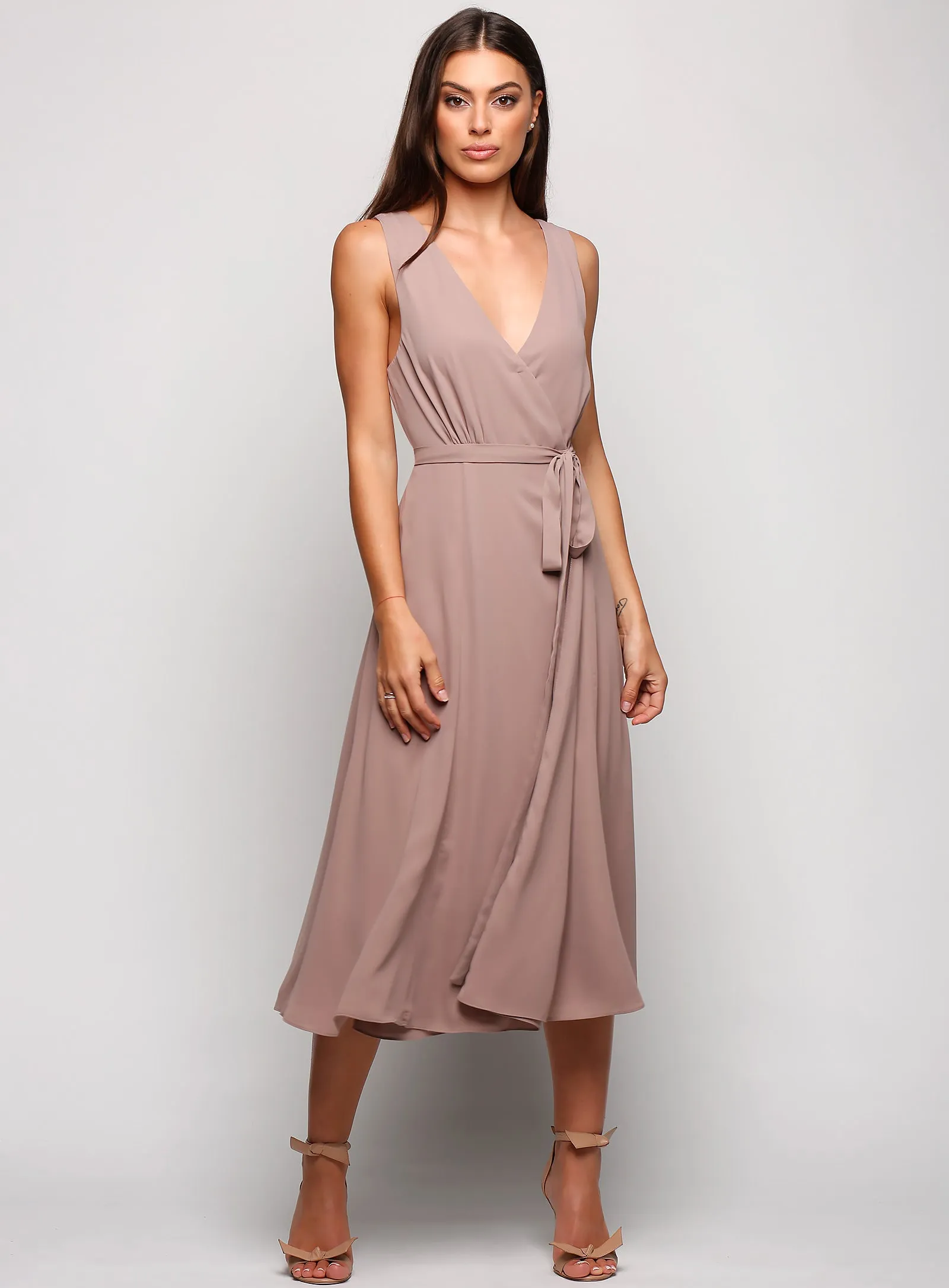 Sleeveless Wrap Midi