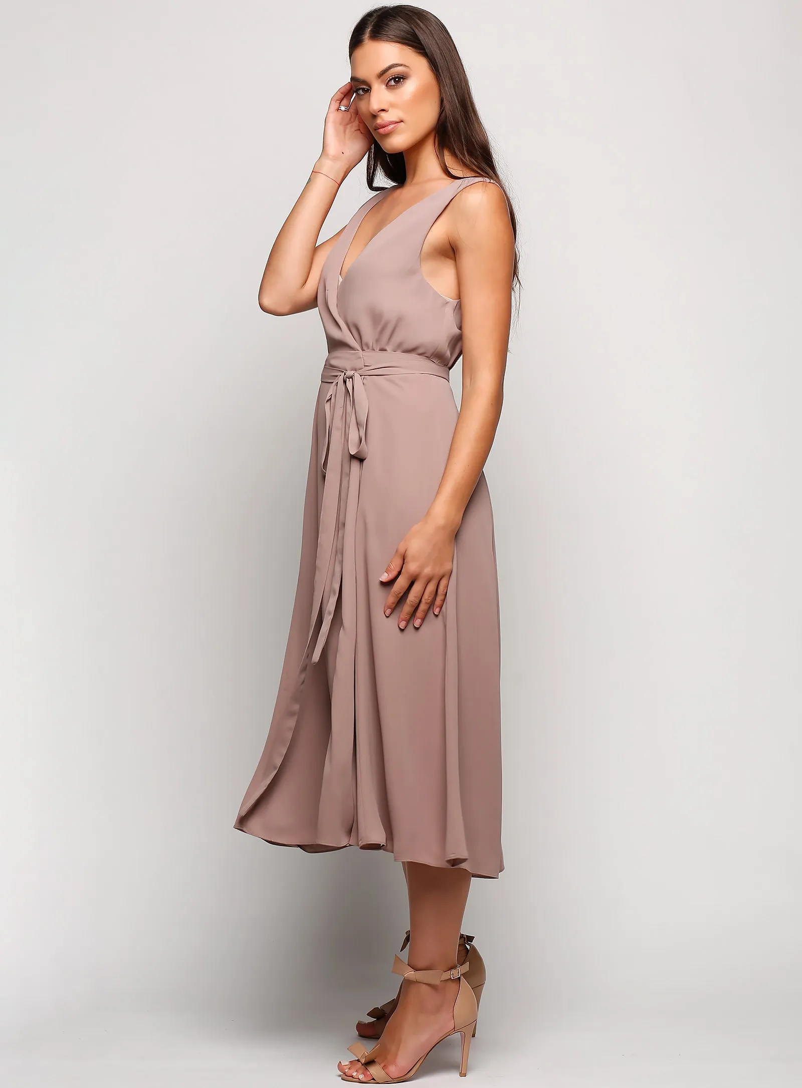 Sleeveless Wrap Midi