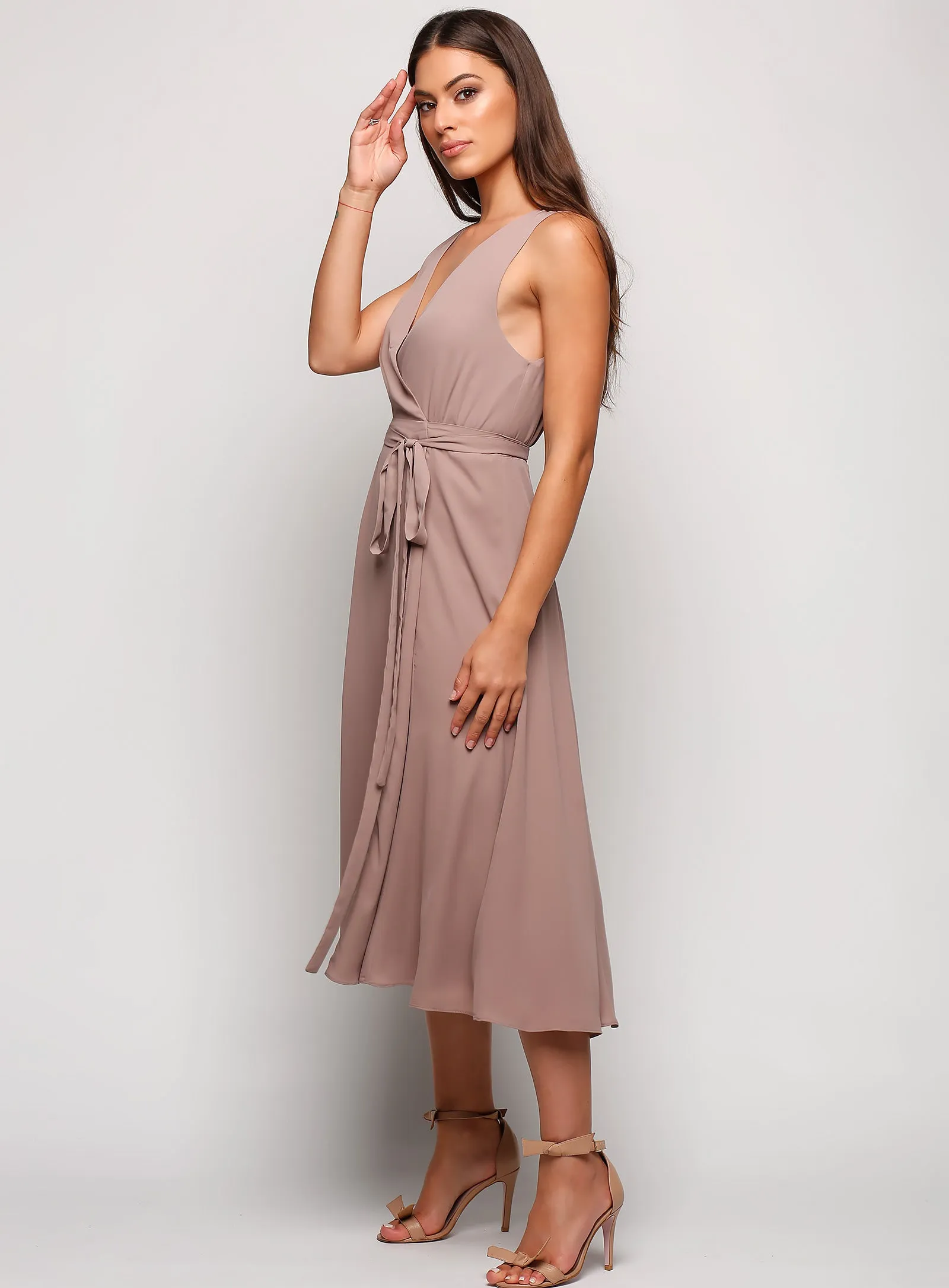 Sleeveless Wrap Midi