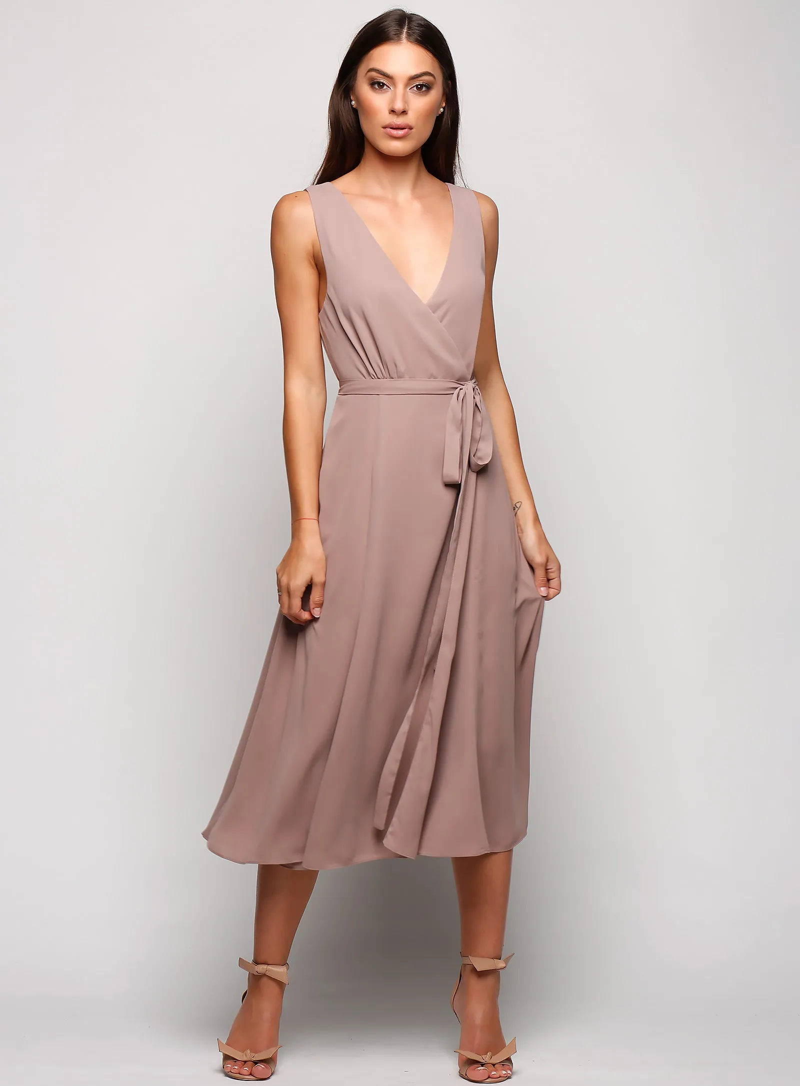 Sleeveless Wrap Midi