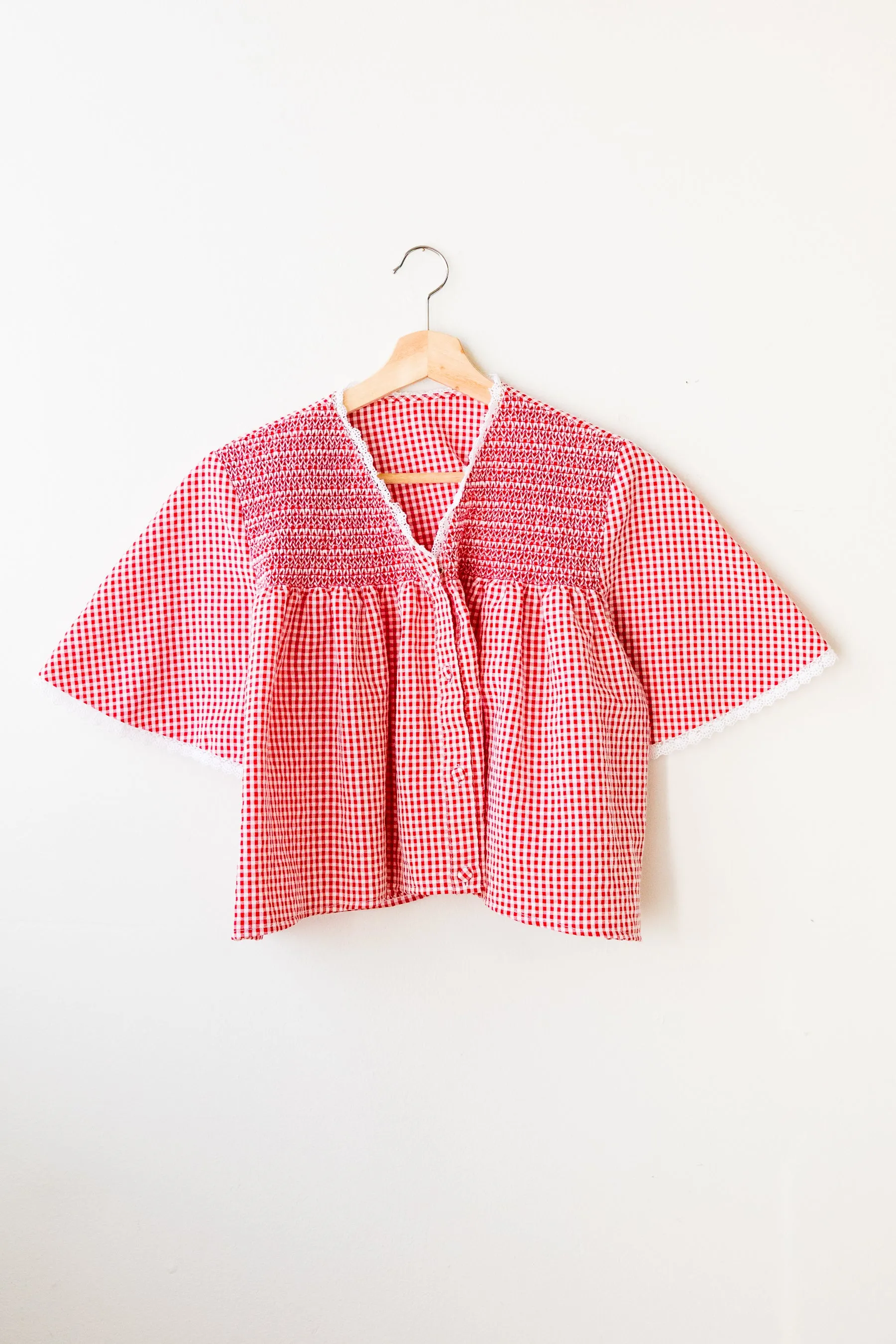 Smocked Gingham Top