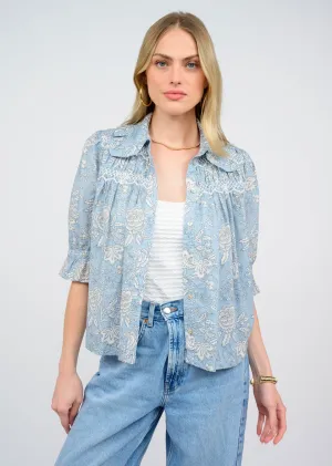 SMOCKED POET TOP