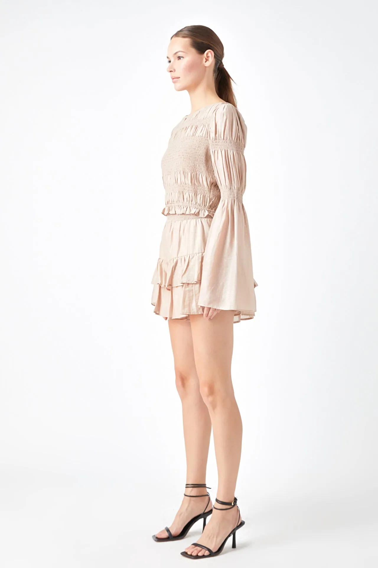Smocked Top with Bell Sleeves
