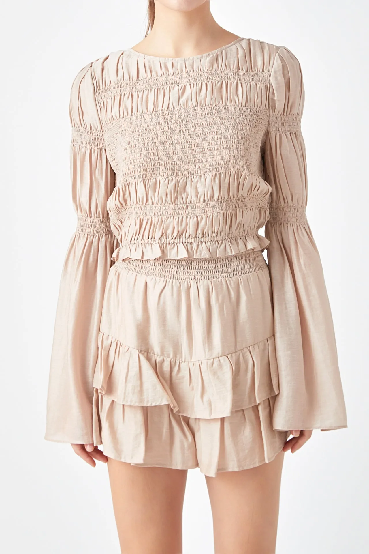 Smocked Top with Bell Sleeves