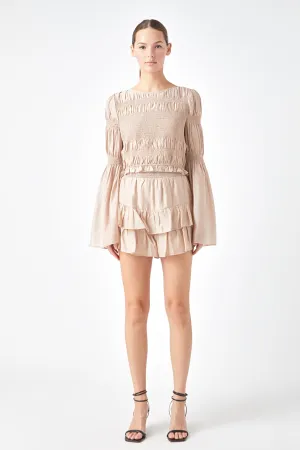 Smocked Top with Bell Sleeves