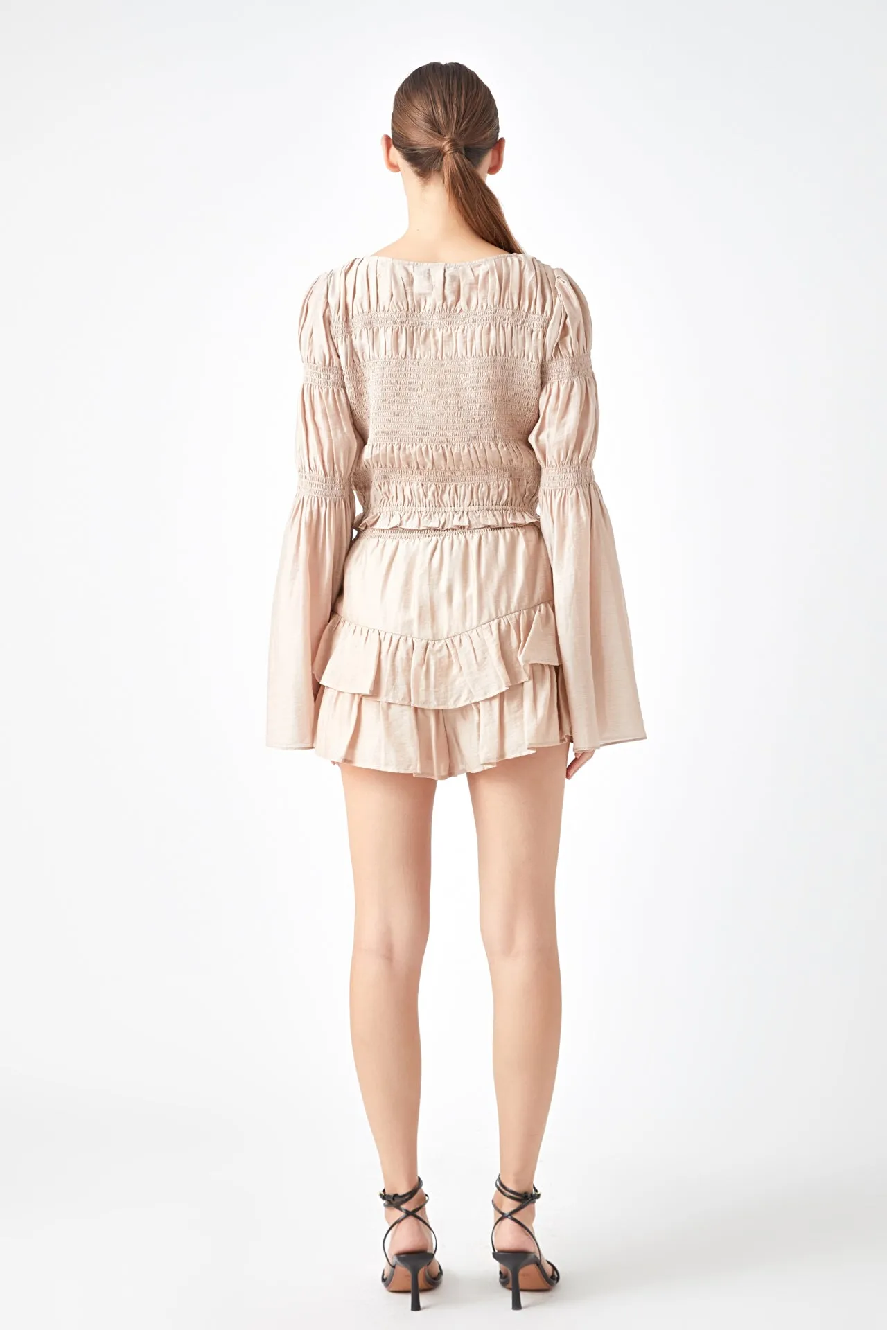 Smocked Top with Bell Sleeves