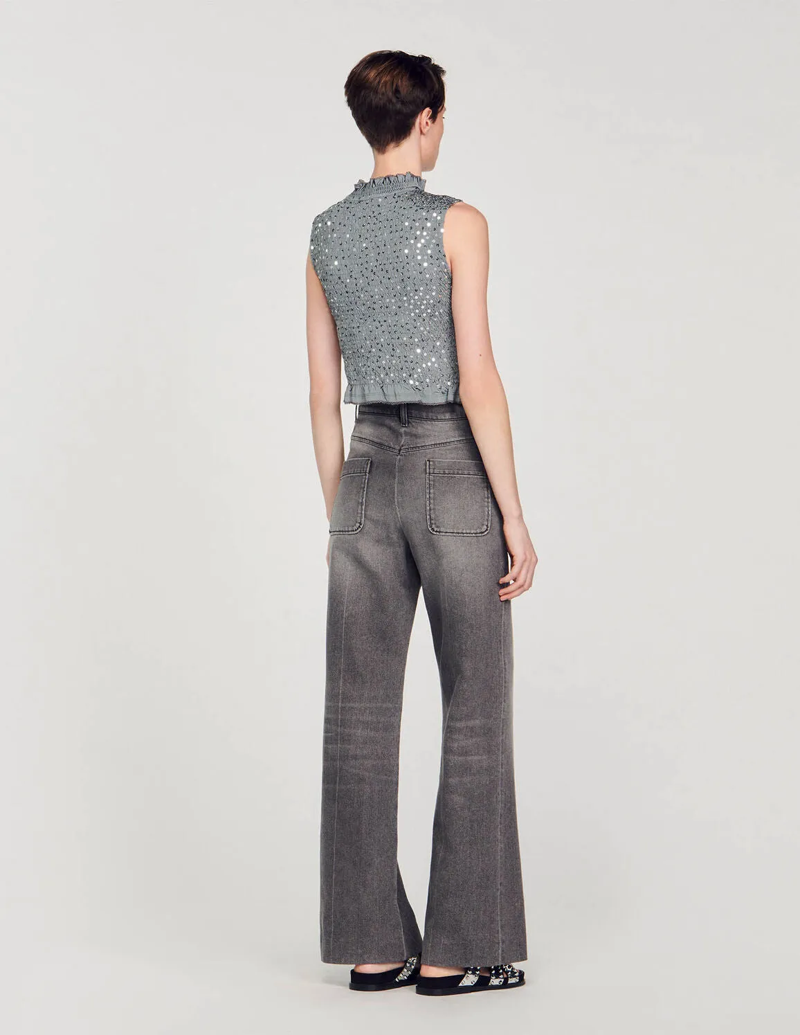 Smocked Top With Sequins