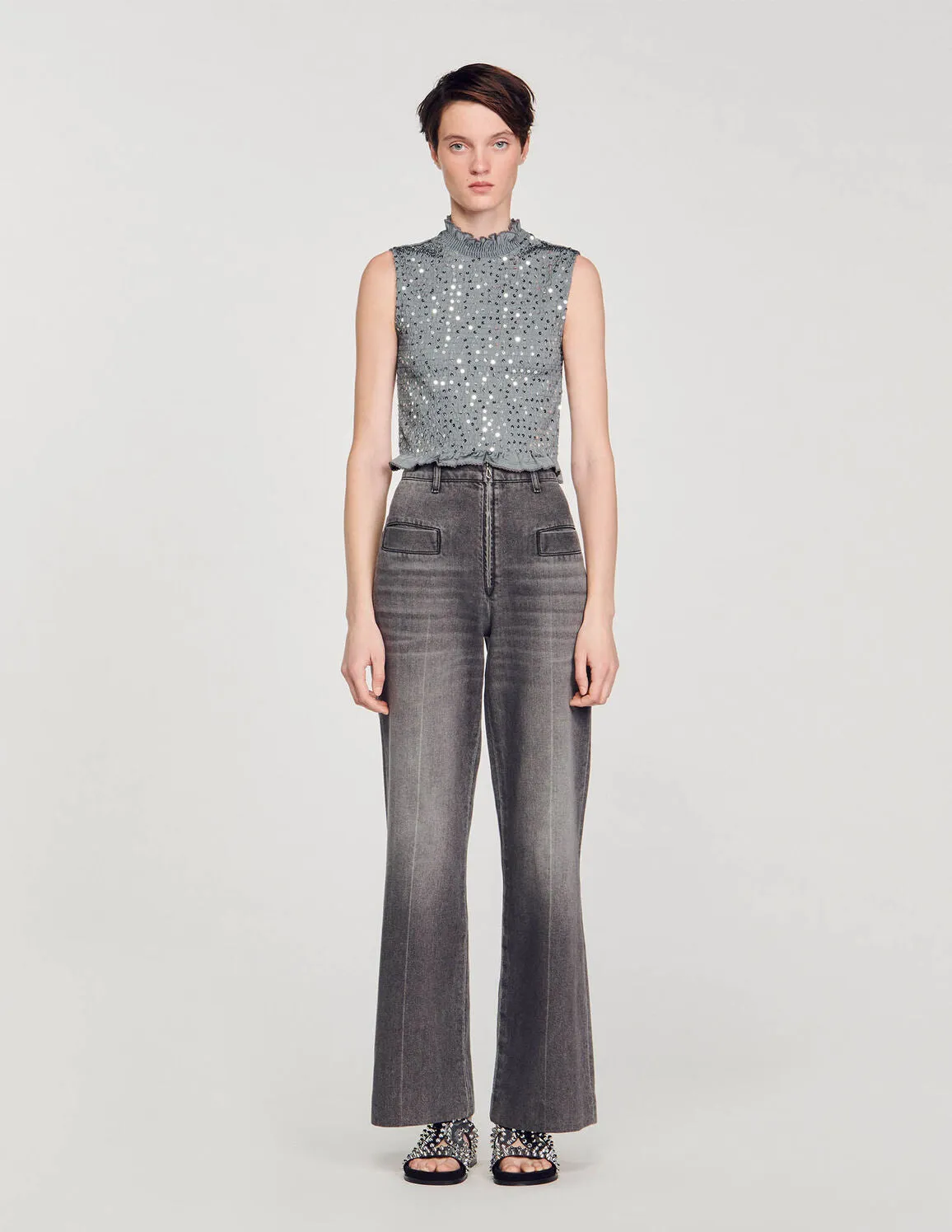 Smocked Top With Sequins