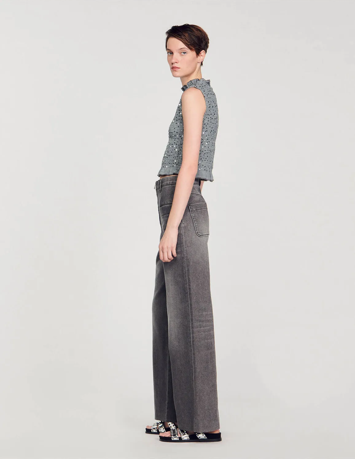 Smocked Top With Sequins