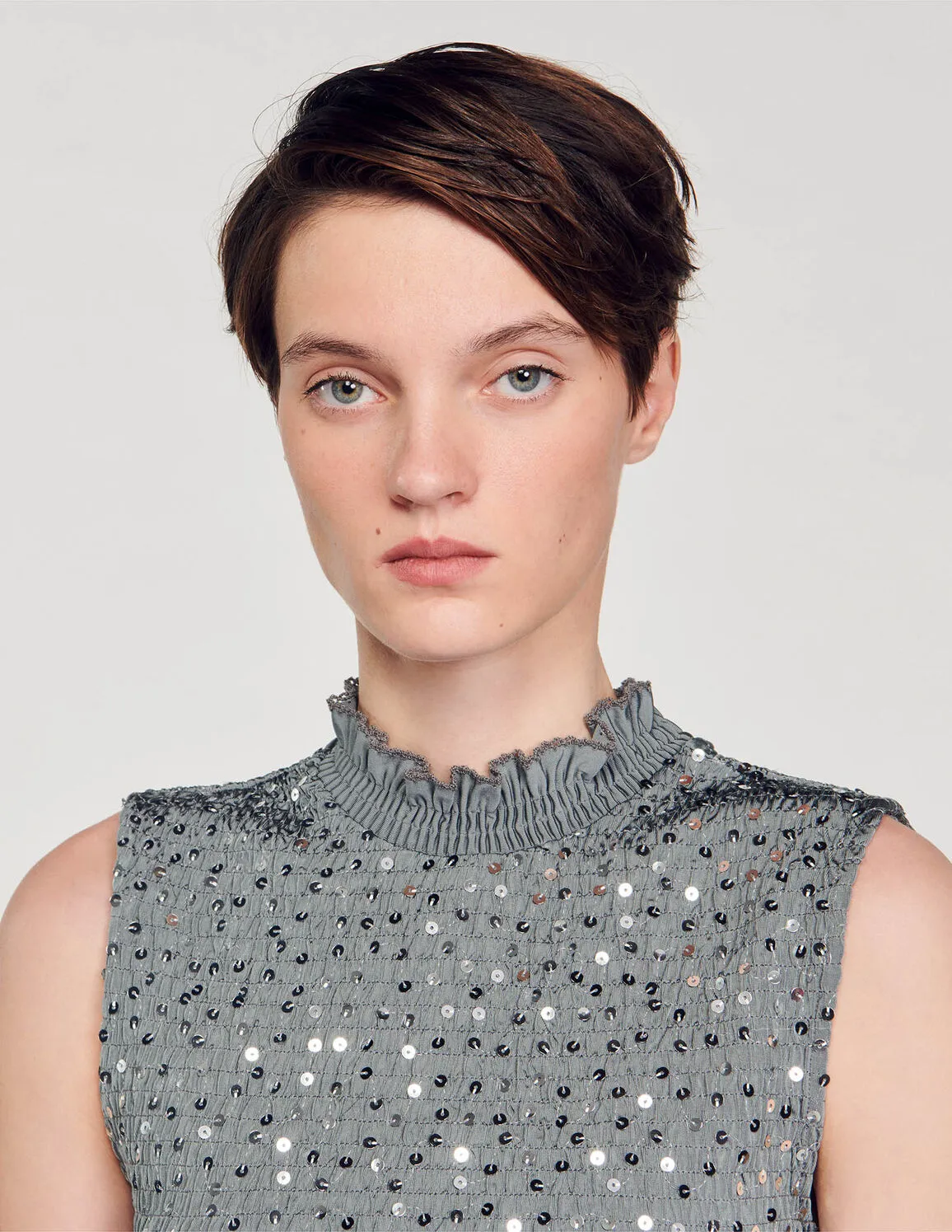 Smocked Top With Sequins