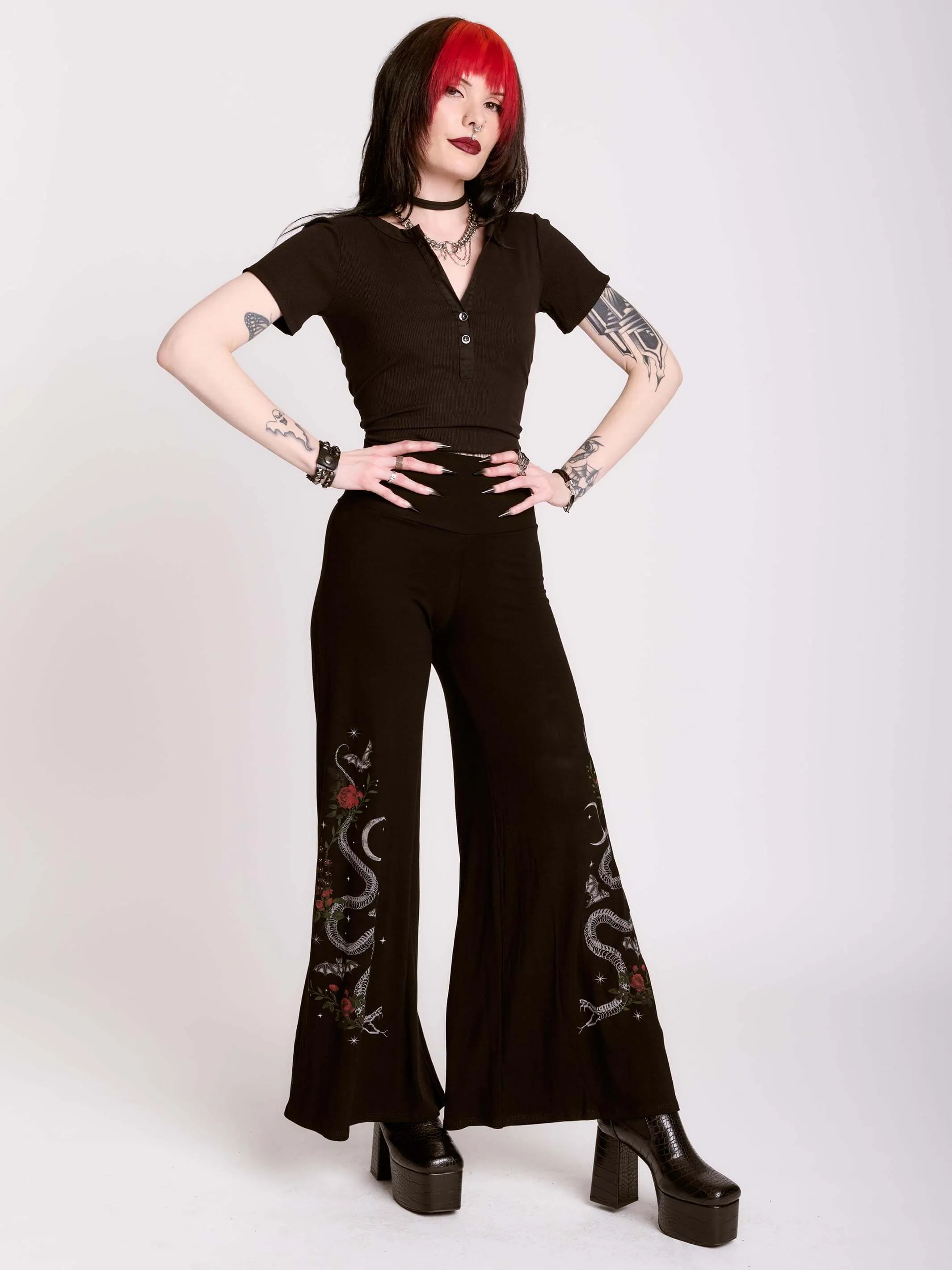 Snake Rose Palazzo Pant