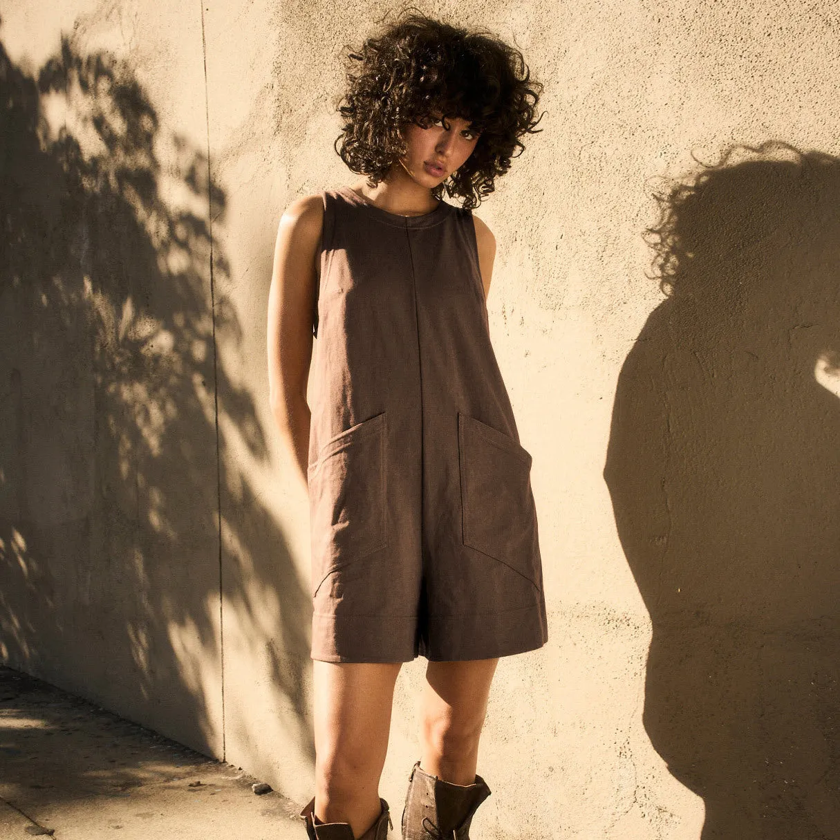 Solid Color Loose Jumpsuit With Pockets Straight Cargo Shorts Overall Pants Beach