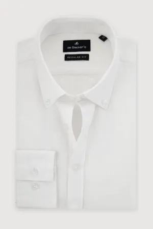 Solid Linen Off-White Casual Shirt