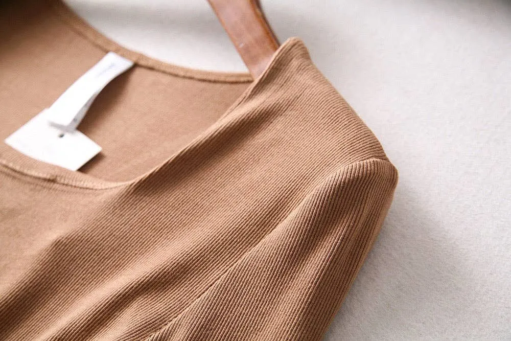 Square Neck Ribbed Bodysuit