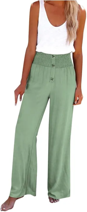 Striped Linen Blend Pants for Women Linen Pants for Women Flowy Wide Leg High Waisted Palazzo Beach Pants Summer