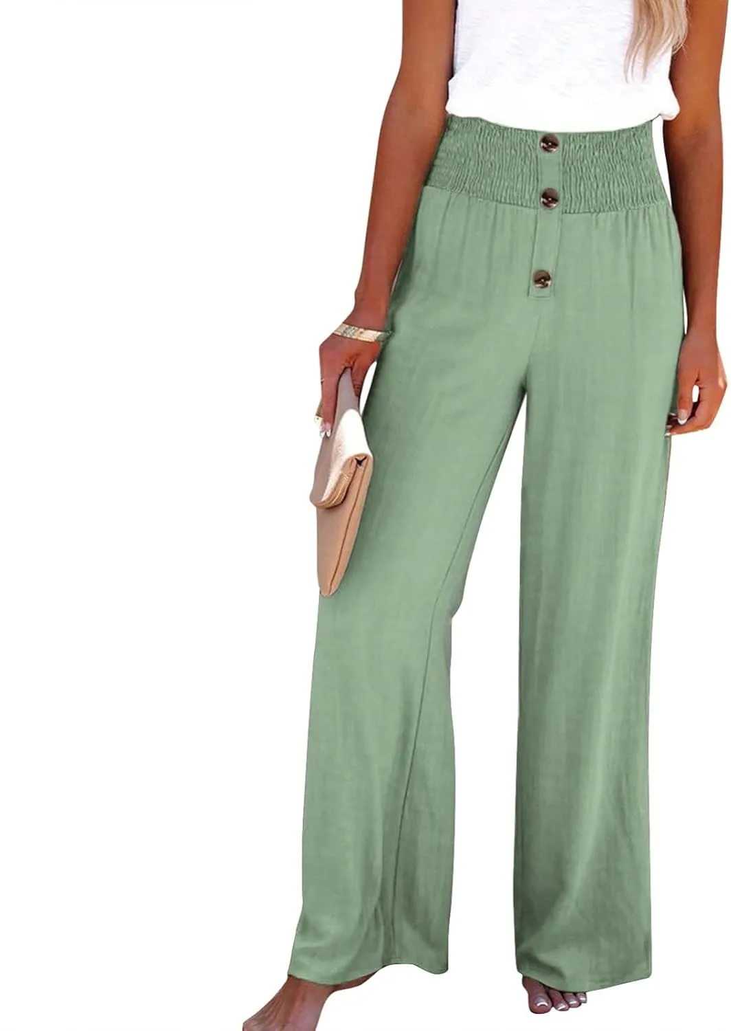 Striped Linen Blend Pants for Women Linen Pants for Women Flowy Wide Leg High Waisted Palazzo Beach Pants Summer
